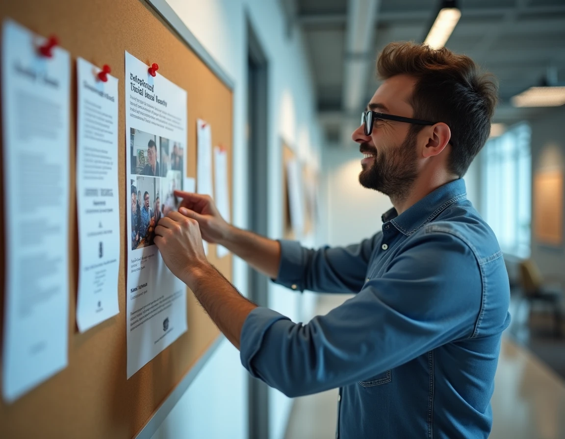 Employé Altran affichant les priorités et événements du CSE pour les activités sociales et culturelles