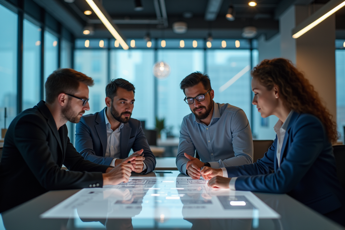 Groupe de designers web en discussion collaborative