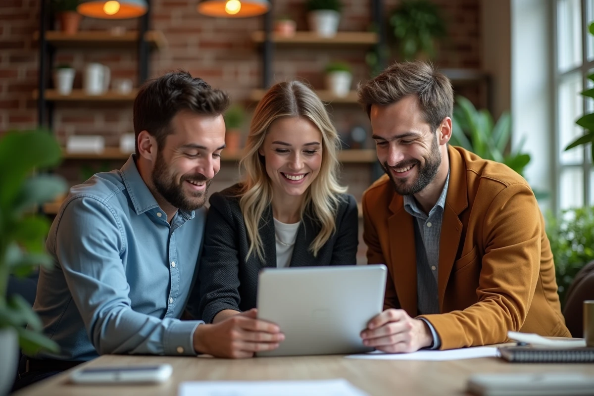 Trois professionnels collaborant autour d