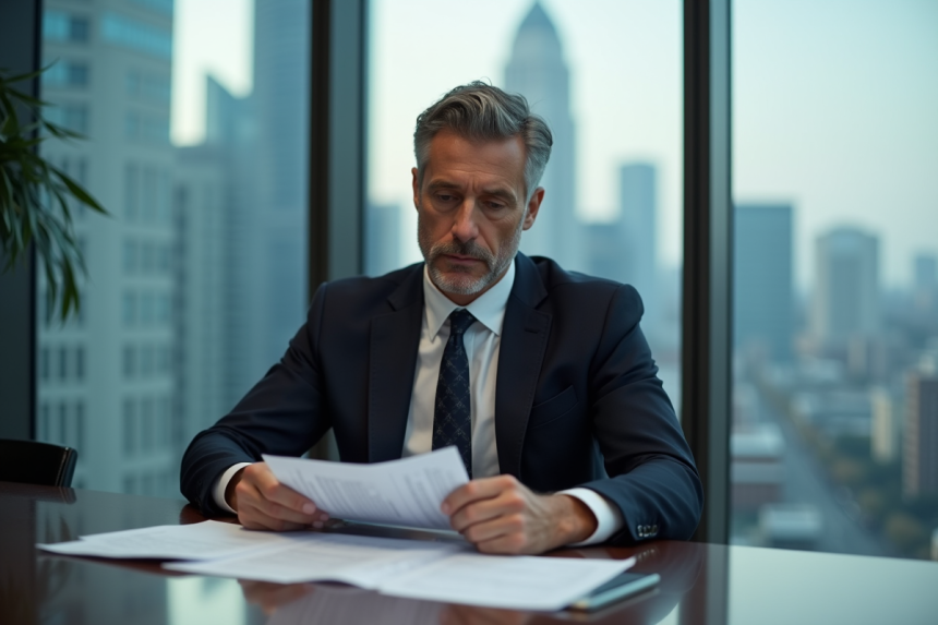 Cadre d’un homme d’affaires confiant en réunion