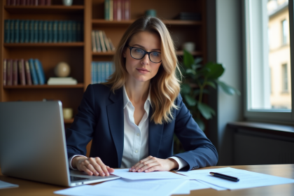 Femme d'affaires en réunion dans un bureau moderne