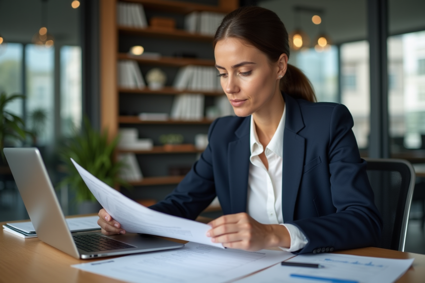 Femme d affaires en réunion dans un bureau moderne