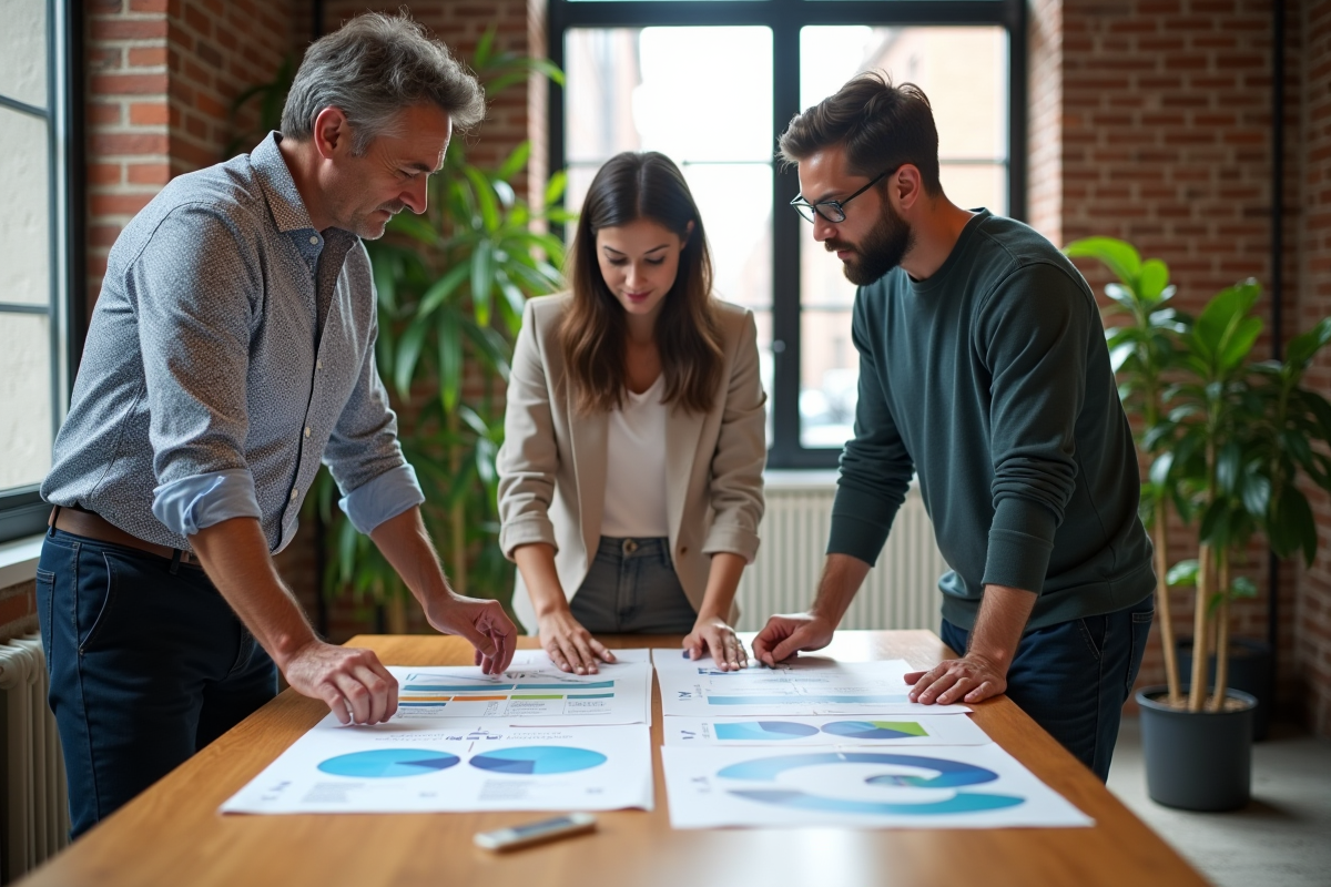 Trois entrepreneurs discutant autour d