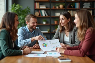 Groupe de professionnels en réunion dans un bureau moderne