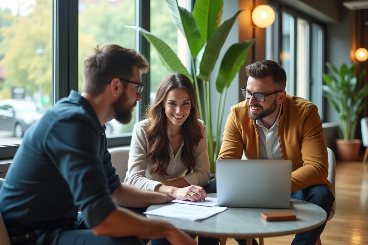 Groupe de professionnels collaborant en coworking