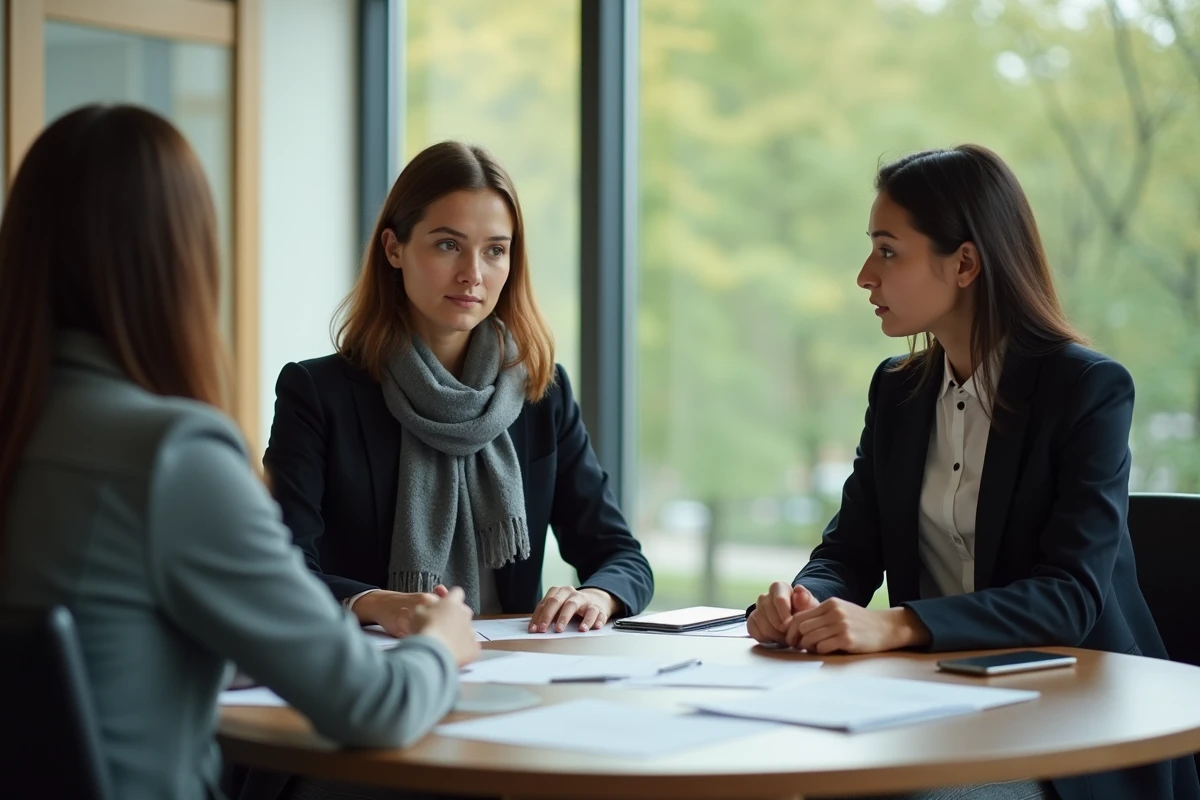 Jeune femme en discussion avec un conseiller financier dans un bureau