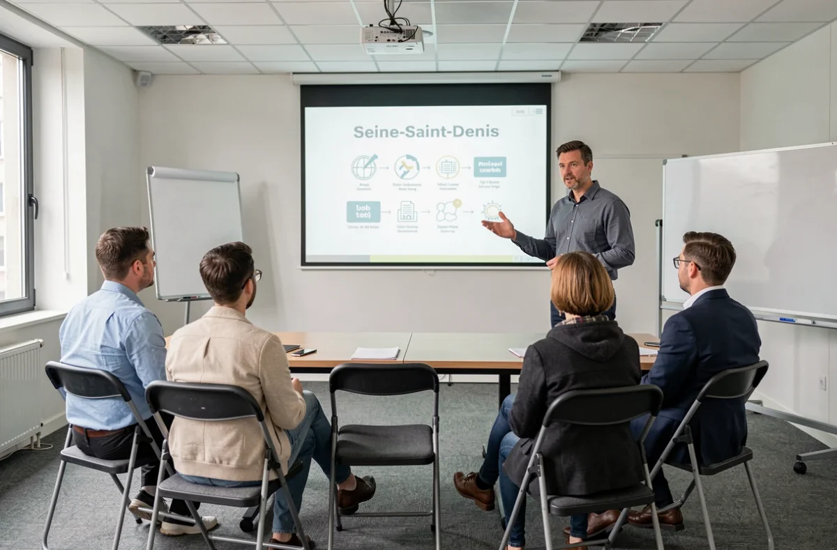 Consultant Manpower animant une session d'orientation pour des candidats intérimaires en Seine-Saint-Denis