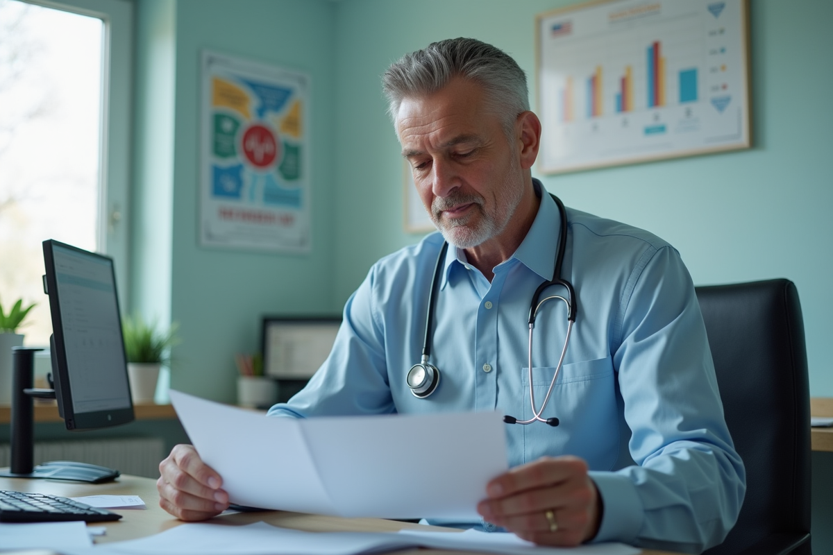 Medecin examinant un patient dans un cabinet médical