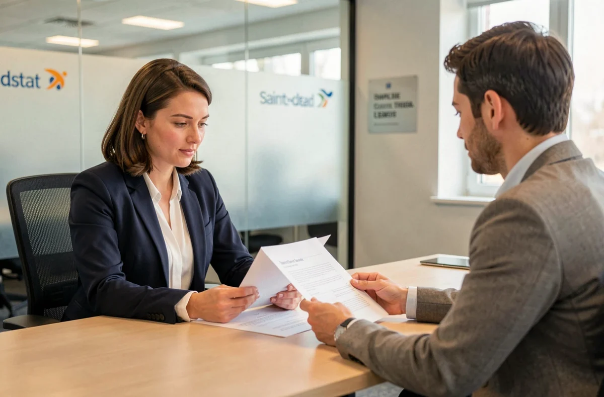 Consultante Randstad Professional Saint-Denis en entretien avec un candidat dans un bureau moderne