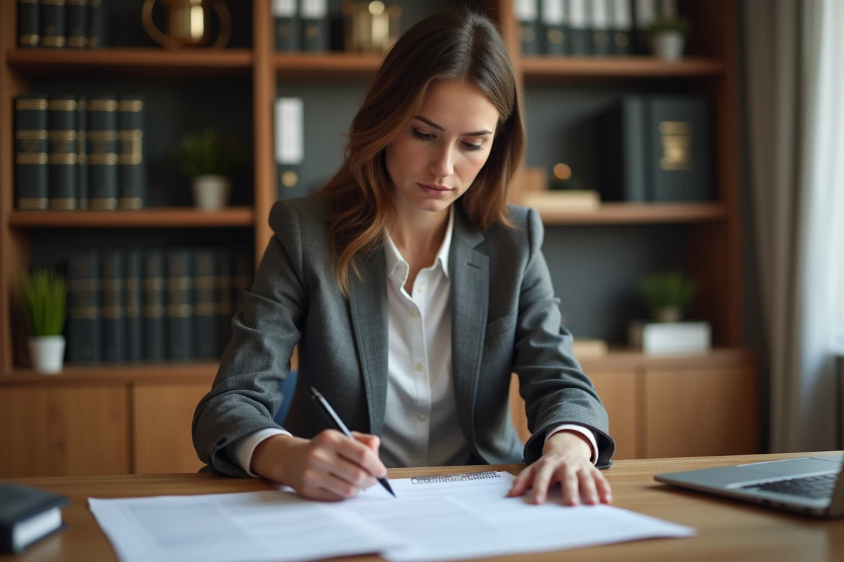 Responsable des ressources humaines examinant un contrat de stage et un calendrier dans un bureau professionnel, dans le cadre d'une analyse des droits aux congés
