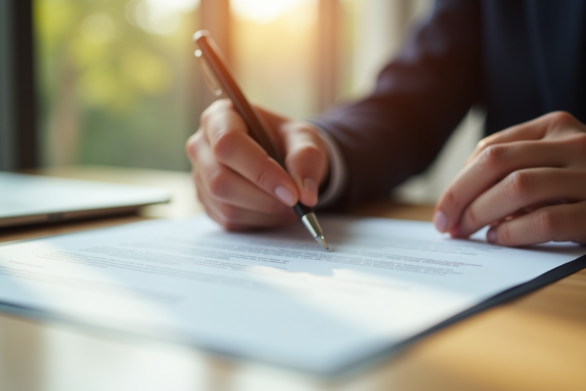 Gros plan sur une main signant un contrat avec un stylo
