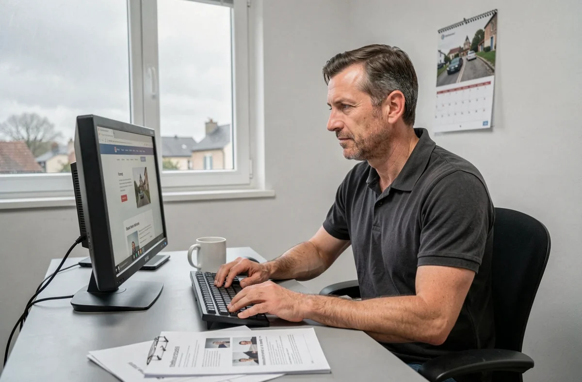 Développeur de Web18 créant un site internet pour une entreprise locale dans un bureau fonctionnel du Cher